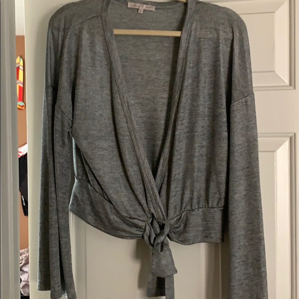 Cute bell sleeved top silver and black worn once